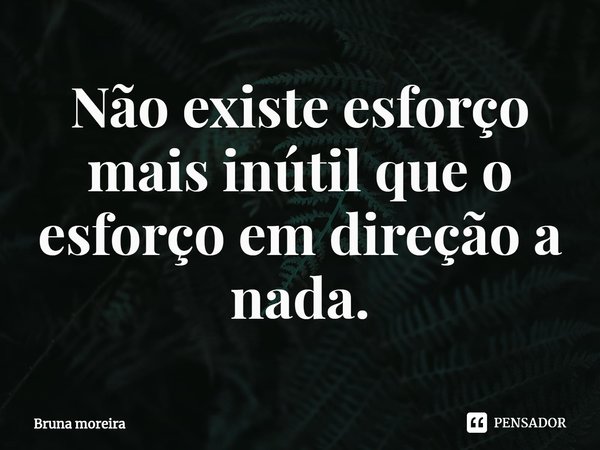 ⁠Não existe esforço mais inútil que o esforço em direção a nada.... Frase de Bruna moreira.