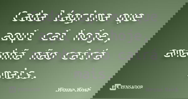 Cada lágrima que aqui cai hoje, amanhã não cairá mais.... Frase de Bruna Rosh.