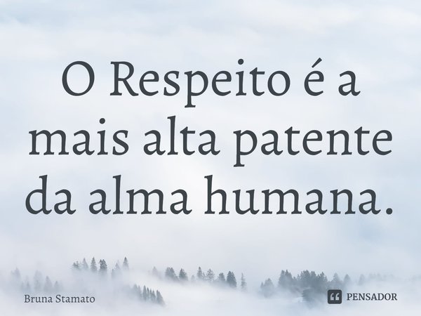 ⁠O Respeito é a mais alta patente da alma humana.... Frase de Bruna Stamato.