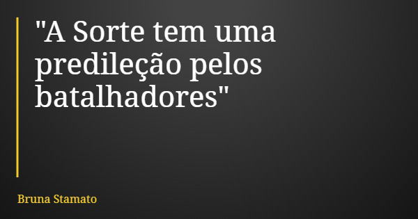 "A Sorte tem uma predileção pelos batalhadores"... Frase de Bruna Stamato.