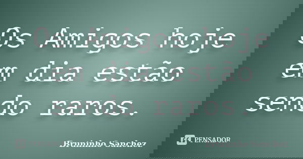 Os Amigos hoje em dia estão sendo raros.... Frase de Bruninho Sanchez.