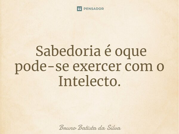 ⁠ Sabedoria é oque pode-se exercer com o Intelecto.... Frase de Bruno Batista da Silva.