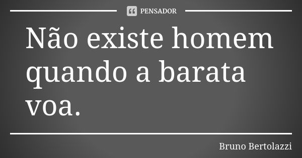 Não existe homem quando a barata voa.... Frase de Bruno Bertolazzi.