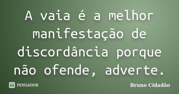 A vaia é a melhor manifestação de discordância porque não ofende, adverte.... Frase de Bruno Cidadão.