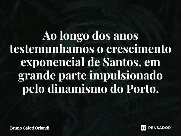 ⁠Ao longo dos anos testemunhamos o crescimento exponencial de Santos, em grande parte impulsionado pelo dinamismo do Porto.... Frase de Bruno Galoti Orlandi.