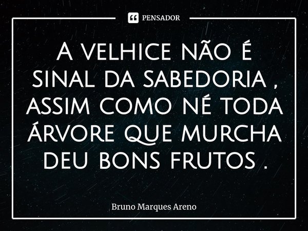 A velhice não é sinal da sabedoria , assim como né toda árvore que murcha deu bons frutos .⁠... Frase de Bruno Marques Areno.