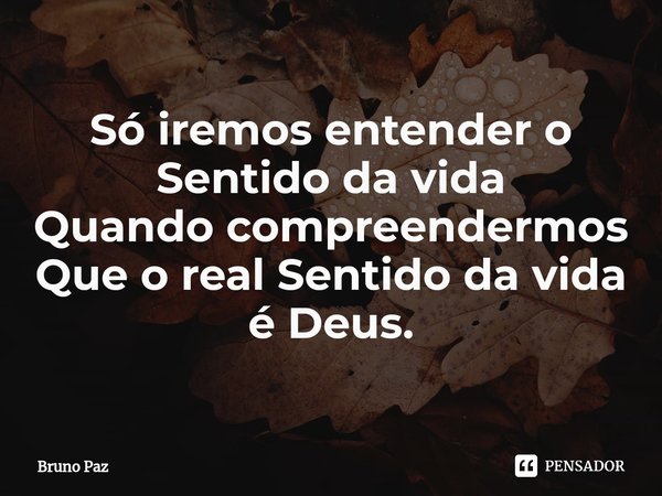 Só iremos entender o
Sentido da vida
Quando compreendermos
Que o real Sentido da vida é Deus.⁠... Frase de Bruno paz.