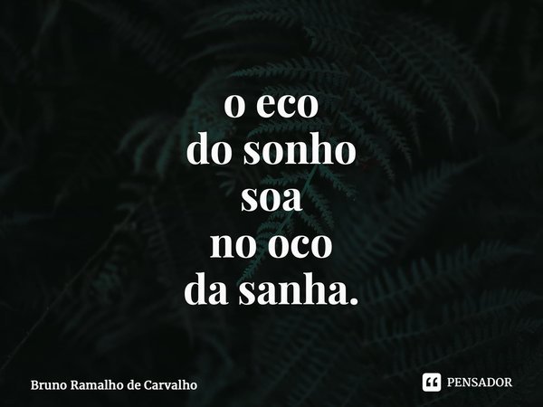 ⁠o eco do sonho soa no oco da sanha.... Frase de Bruno Ramalho de Carvalho.