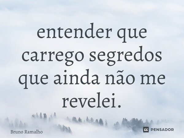 ⁠entender que carrego segredos que ainda não me revelei.... Frase de Bruno Ramalho.