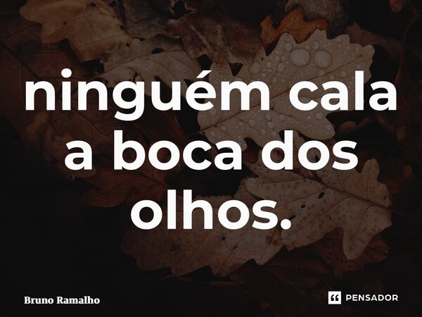 ninguém cala a boca dos olhos.... Frase de Bruno Ramalho.