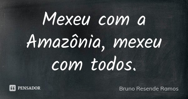 Mexeu com a Amazônia, mexeu com todos.... Frase de Bruno Resende Ramos.