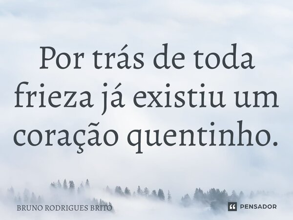 ⁠Por trás de toda frieza já existiu um coração quentinho.... Frase de BRUNO RODRIGUES BRITO.