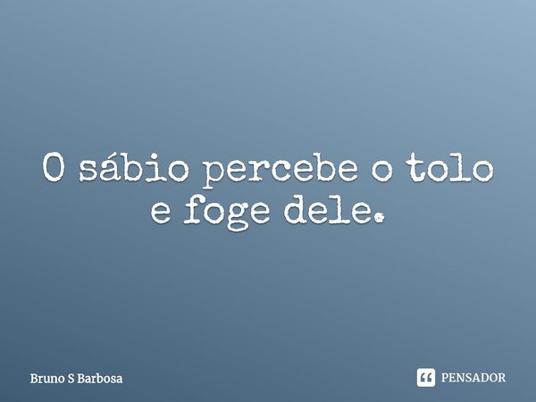 ⁠O sábio percebe o tolo e foge dele.... Frase de Bruno S Barbosa.