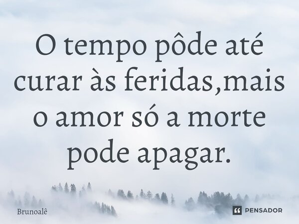 O tempo pôde até curar às feridas,mais o amor só a morte pode apagar.... Frase de Brunoalê.