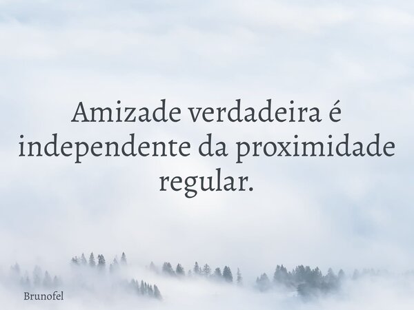 Amizade verdadeira é independente da proximidade regular.... Frase de brunofel.