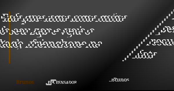 Fala que ama uma mina pelo seu zap e veja o resultado, friendzone na lata... Frase de Brunos.
