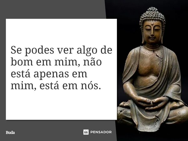 Se podes ver algo de bom em mim, não está apenas em mim, está em nós.... Frase de Buda.
