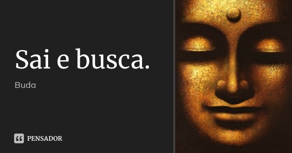 Sai e busca.... Frase de Buda.