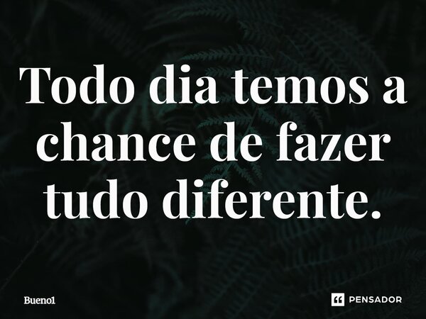 Todo dia temos a chance de fazer tudo diferente.... Frase de Bueno1.