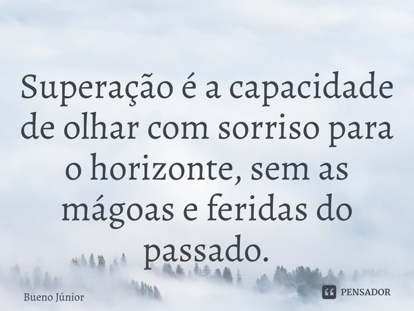 ⁠Superação éa capacidade de olhar com sorriso para o horizonte, sem as mágoas e feridas do passado.... Frase de Bueno Júnior.