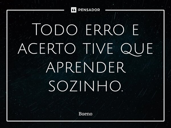 Todo erro e acerto tive que aprender sozinho.... Frase de Bueno.