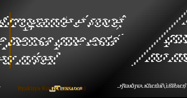 Arrogante é você, que pensa que está no meu nível.... Frase de Byakuya Kuchiki (Bleach).