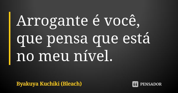 Arrogante é você, que pensa que está no meu nível.... Frase de Byakuya Kuchiki (Bleach).