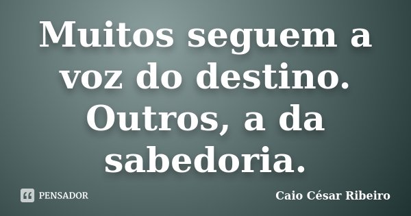 Muitos seguem a voz do destino. Outros, a da sabedoria.... Frase de Caio César Ribeiro.