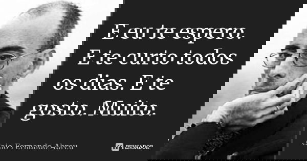 E eu te espero. E te curto todos os dias. E te gosto. Muito.... Frase de Caio Fernando Abreu.