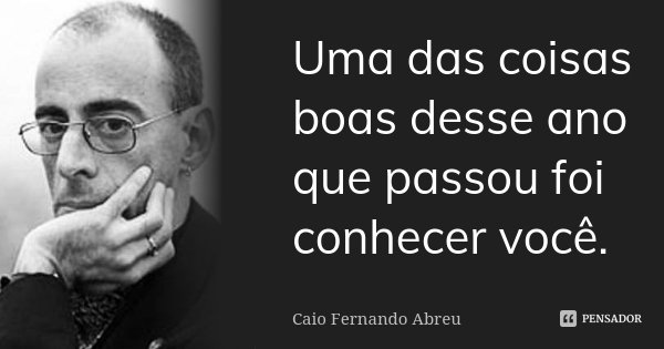 Uma das coisas boas desse ano que passou foi conhecer você.... Frase de Caio Fernando Abreu.