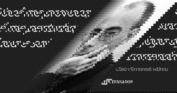 Você me provoca, você me perturba, joga água e sai correndo.... Frase de Caio Fernando Abreu.