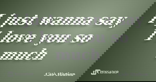 I just wanna say I love you so much... Frase de Caio Hudson.