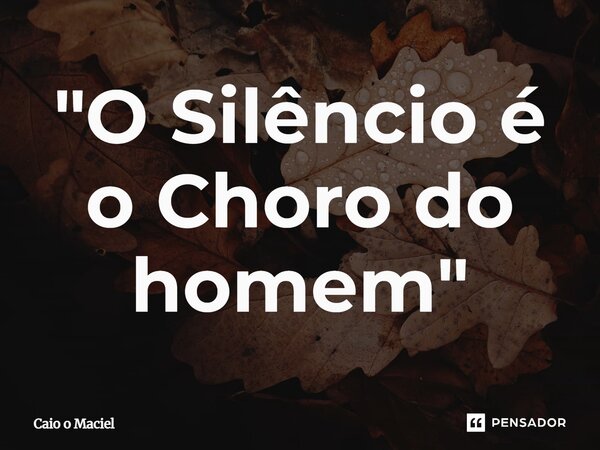 "⁠O Silêncio é o Choro do homem"... Frase de Caio o Maciel.