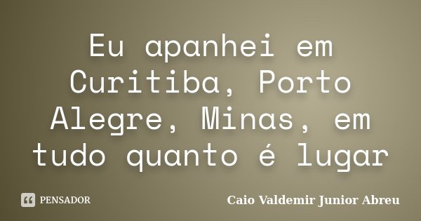 Eu apanhei em Curitiba, Porto Alegre, Minas, em tudo quanto é lugar... Frase de Caio Valdemir Junior Abreu.