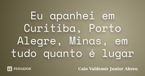 Eu apanhei em Curitiba, Porto Alegre, Minas, em tudo quanto é lugar... Frase de Caio Valdemir Junior Abreu.