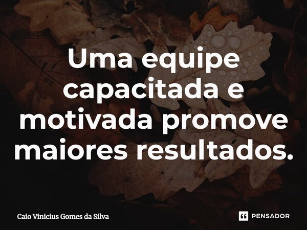 ⁠Uma equipe capacitada e motivada promove maiores resultados.... Frase de Caio Vinicius Gomes da Silva.