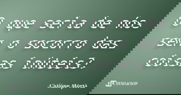 O que seria de nós sem o socorro das coisas inúteis?... Frase de Calíope Moria.