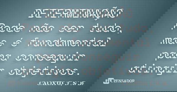 DETERMINAÇÃO Pode não ser tudo, mas é fundamental para conseguir atingir objetivos.... Frase de CALIXTO, T. N. B..