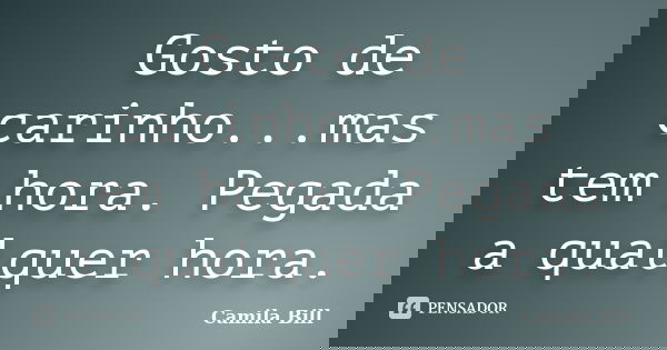 Gosto de carinho...mas tem hora. Pegada a qualquer hora.... Frase de Camila Bill.