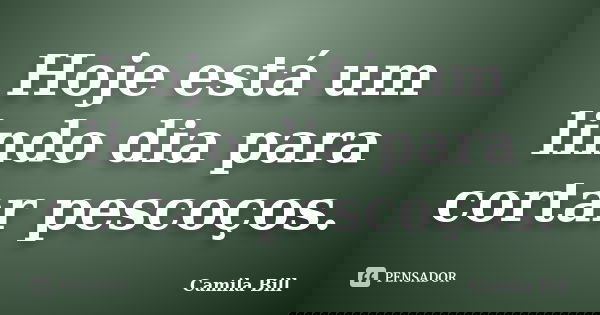 Hoje está um lindo dia para cortar pescoços.... Frase de Camila Bill.