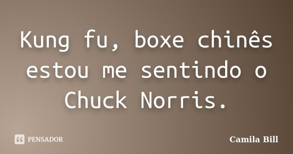 Kung fu, boxe chinês estou me sentindo o Chuck Norris.... Frase de Camila Bill.