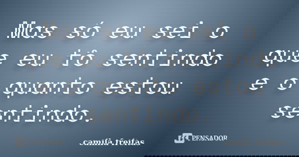 Mas só eu sei o que eu tô sentindo e o quanto estou sentindo.... Frase de Camila Freitas.