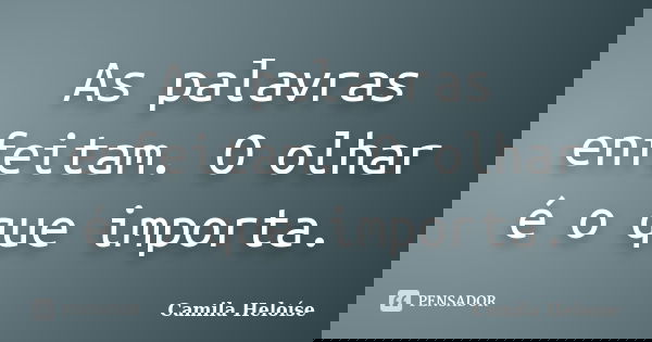As palavras enfeitam. O olhar é o que importa.... Frase de Camila Heloíse.