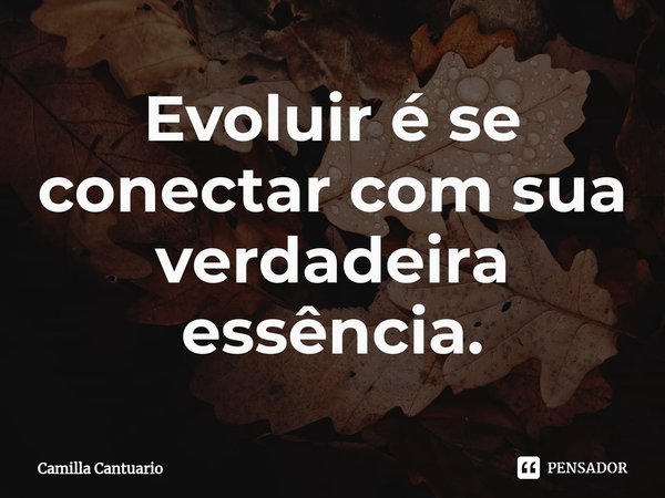 ⁠Evoluir é se conectar com sua verdadeira essência.... Frase de Camilla Cantuario.