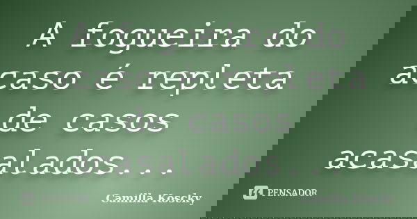 A fogueira do acaso é repleta de casos acasalados...... Frase de Camilla Koscky.