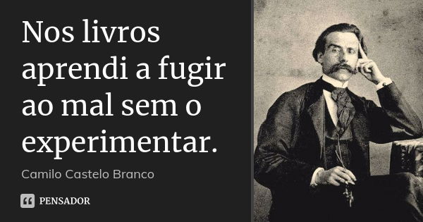 Nos livros aprendi a fugir ao mal sem o experimentar.... Frase de Camilo Castelo Branco.