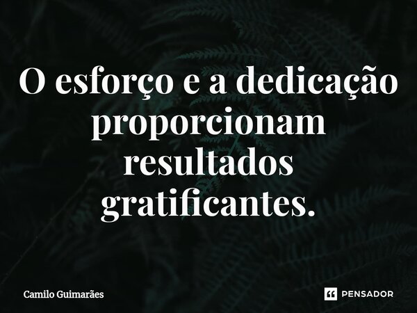 O esforço e a dedicação proporcionam resultados gratificantes.⁠... Frase de Camilo Guimarães.