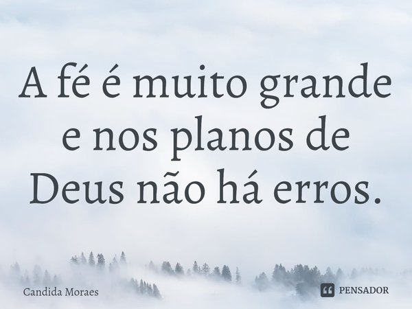 ⁠A fé é muito grande e nos planos de Deus não há erros.... Frase de Candida Moraes.