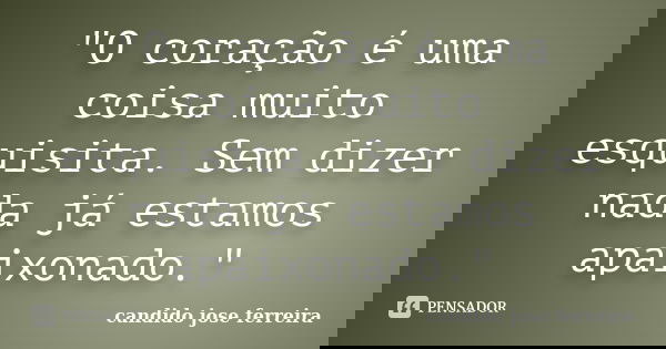 "O coração é uma coisa muito esquisita. Sem dizer nada já estamos apaixonado."... Frase de candido jose ferreira.