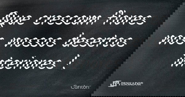 Que crescam flores nos nossos desertos interiores !... Frase de Canton.
